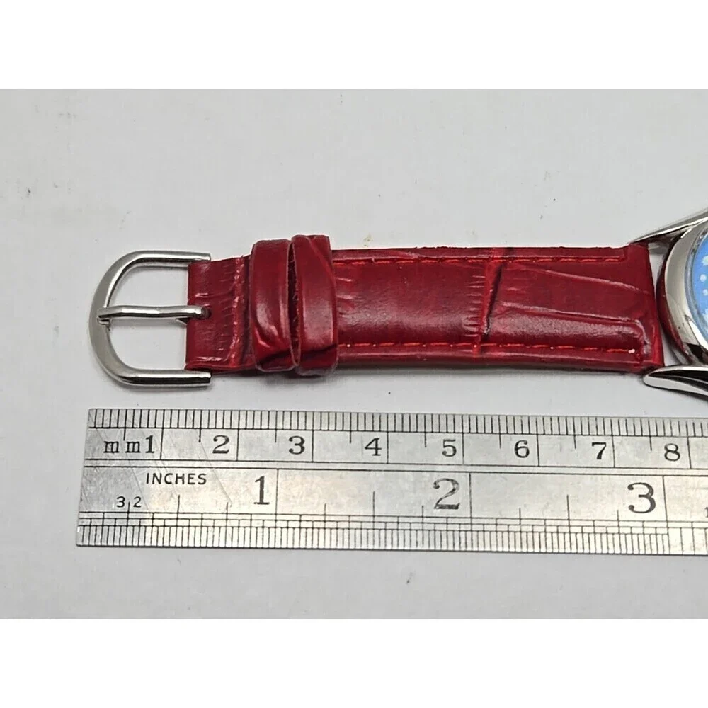 WYL Snowman Christmas Quartz Watch Red Leather Strap Novelty New Battery USA 3D